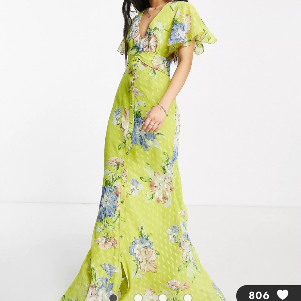 ASOS DESIGN maxi tea dress in jaquard with color pop floral print